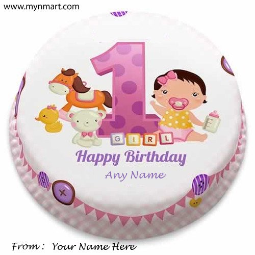 Happy 1st Birthdayy Cake For Girls with Name on It
