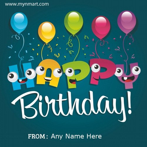 Happy Birthday wish with balloon and write your name on happy birthday greeting