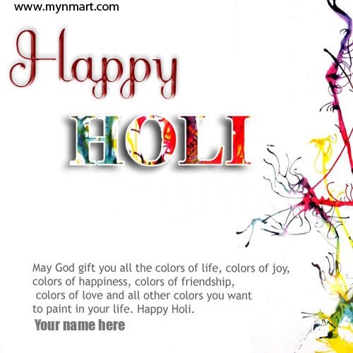 Happy Holi greeting with quotes written on card