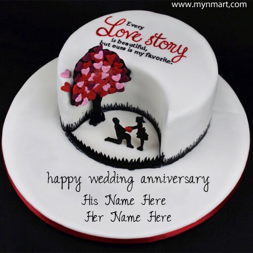 Happy Wedding Anniversary Cake with Every Love Story Beautiful Greeting on cake